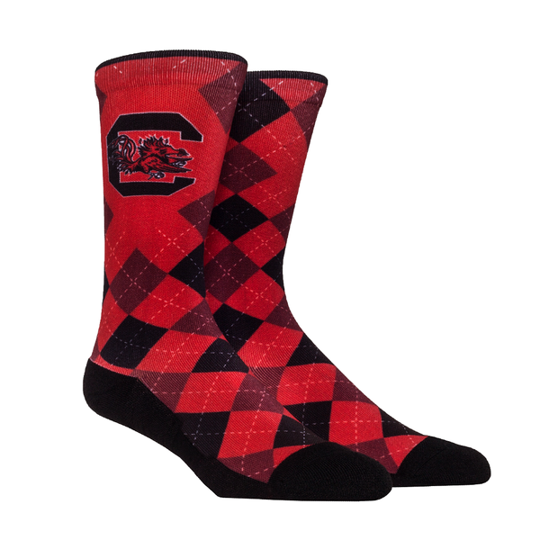 Rock Em Elite South Carolina Gamecocks Hyperoptic Argyle Ncaa Crew Socks Lxl 4841