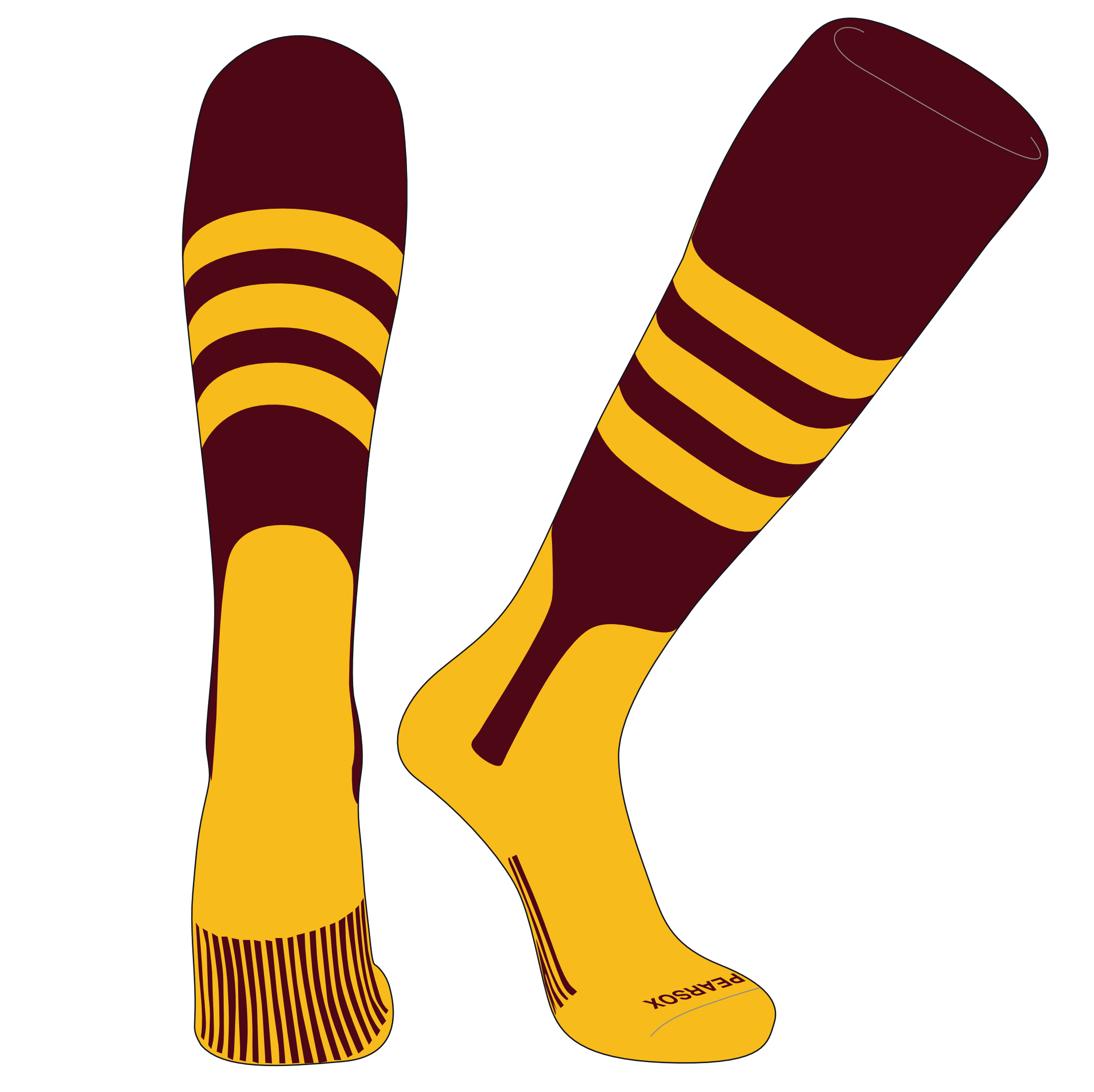 Maroon/Gold Striped Socks