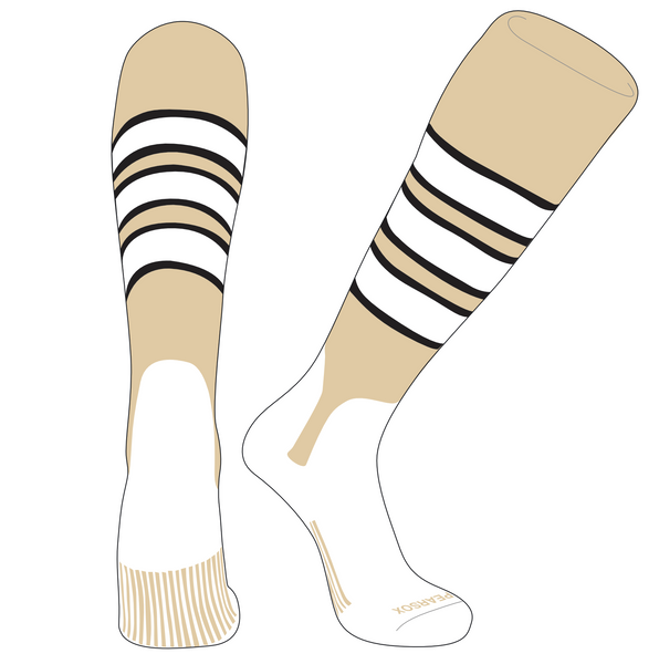 Pear Sox Elite Baseball Knee High Stirrup Socks (E, 5in) Black, Red, White