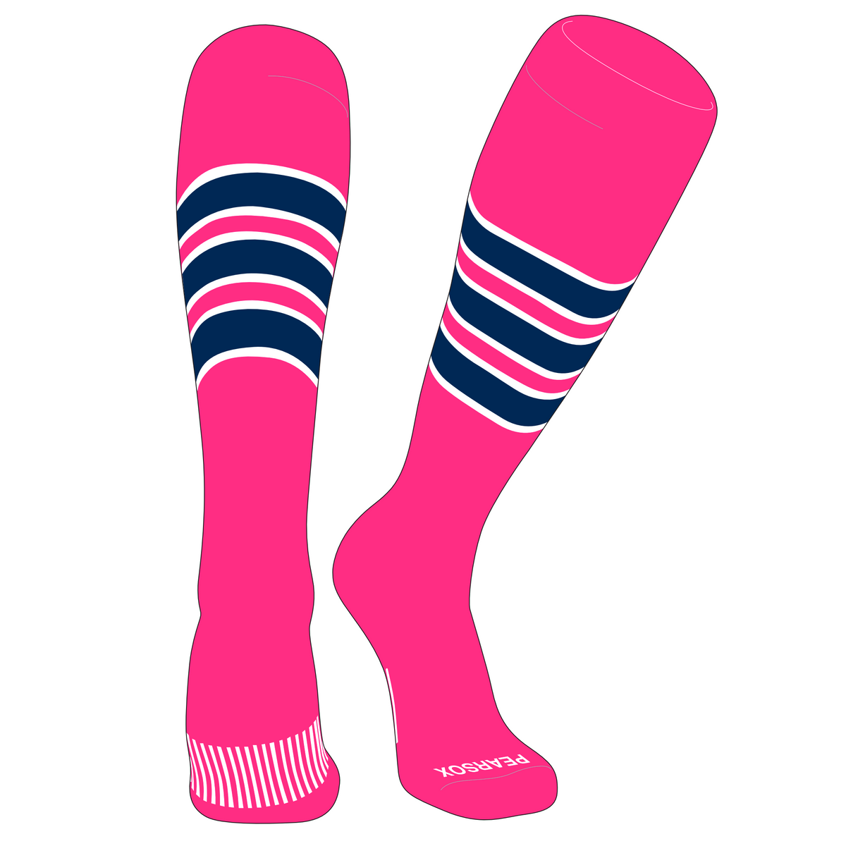 PEAR SOX Striped OTC Baseball, Softball, Football Socks (C) Hot Pink ...