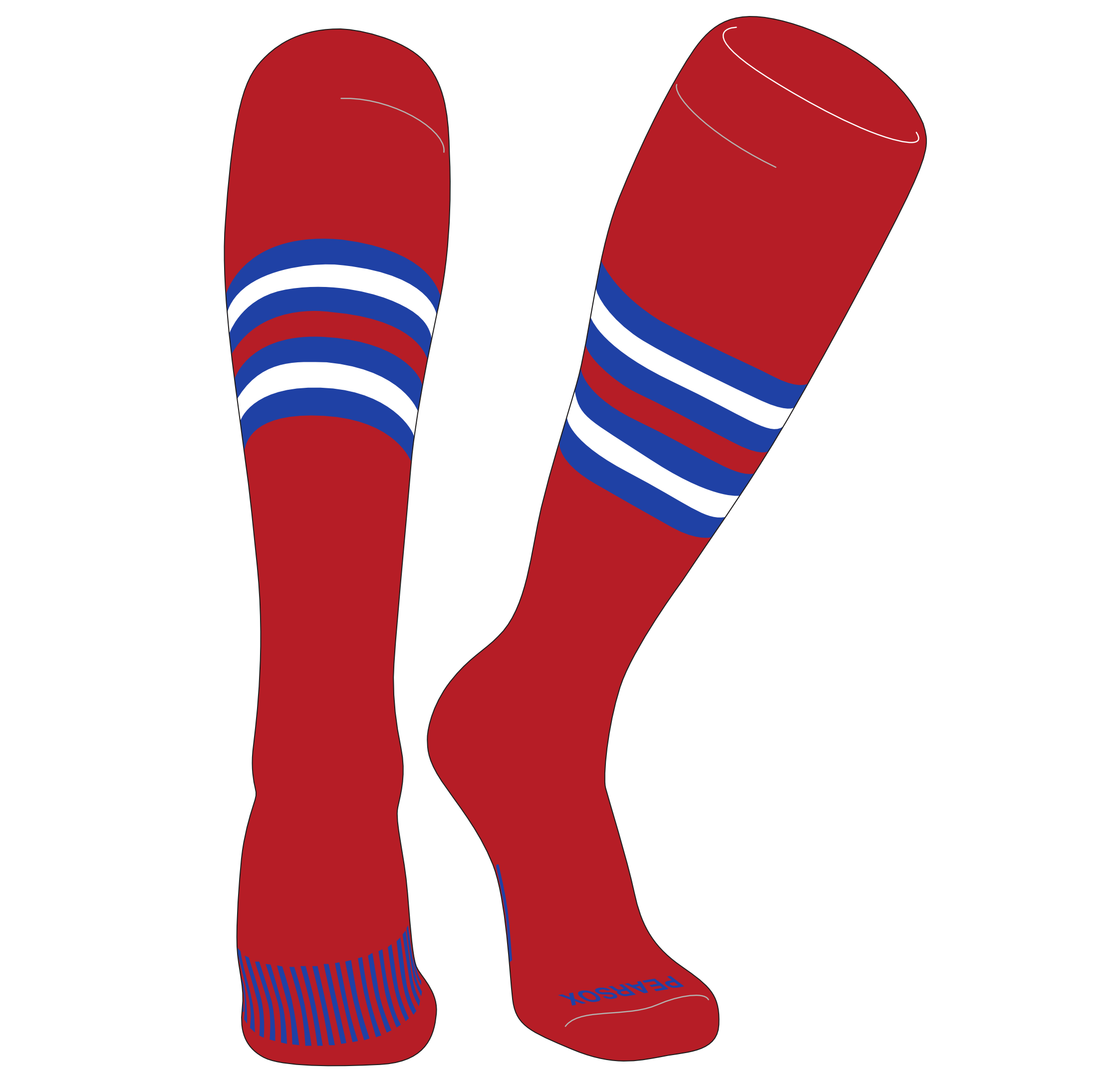 TCK Elite Baseball Football Knee High Striped Socks (F) Royal, White, Red