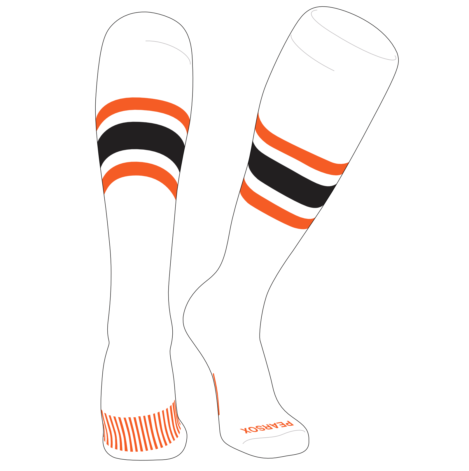 TCK Elite Baseball Football Knee High Striped Socks (D) Dk Gold, Graphite,  Orange